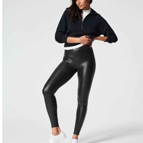 SPANX Faux Leather Leggings Black L - Picture 2 of 8